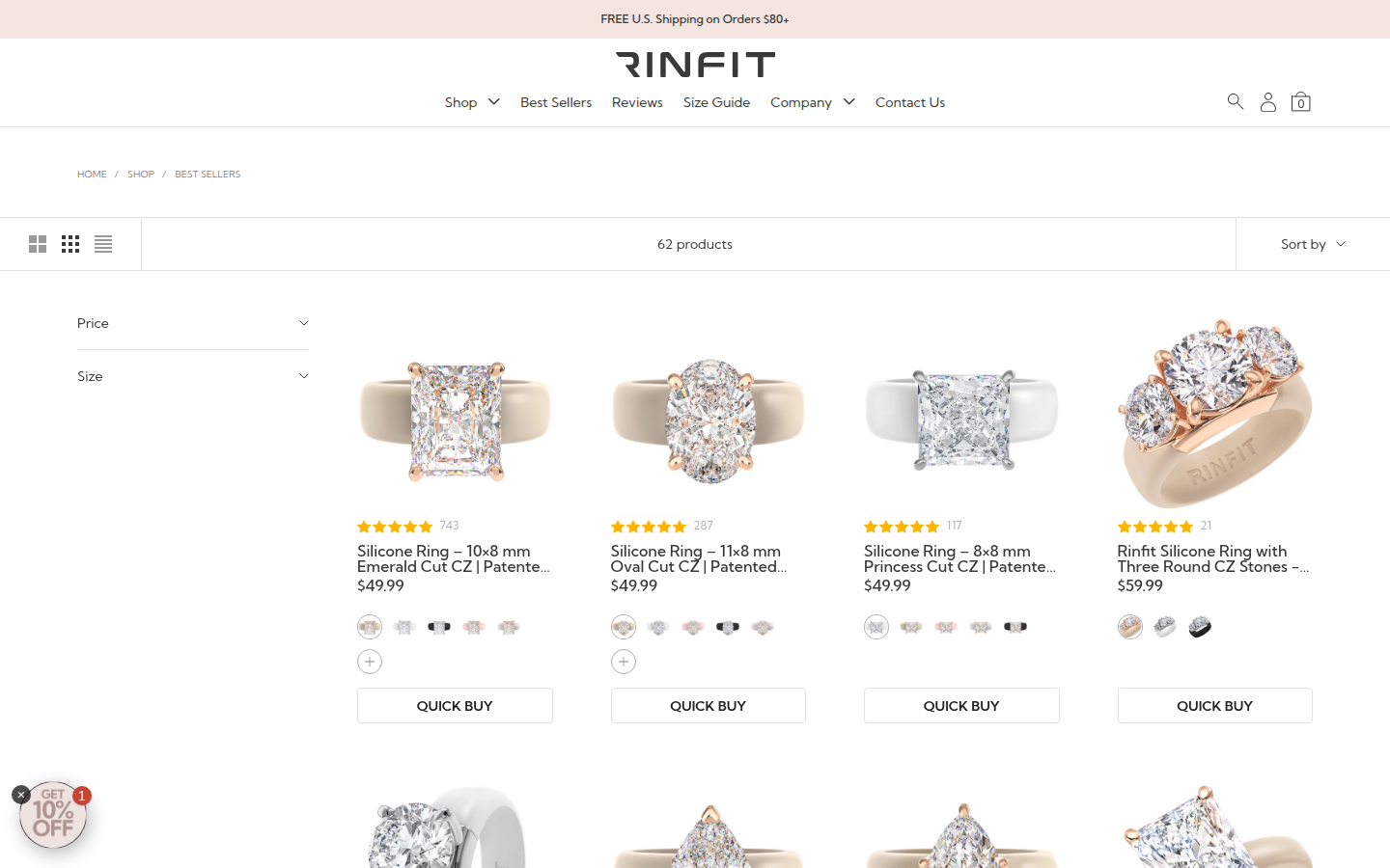 Rinfit Best Sellers collection page — current state