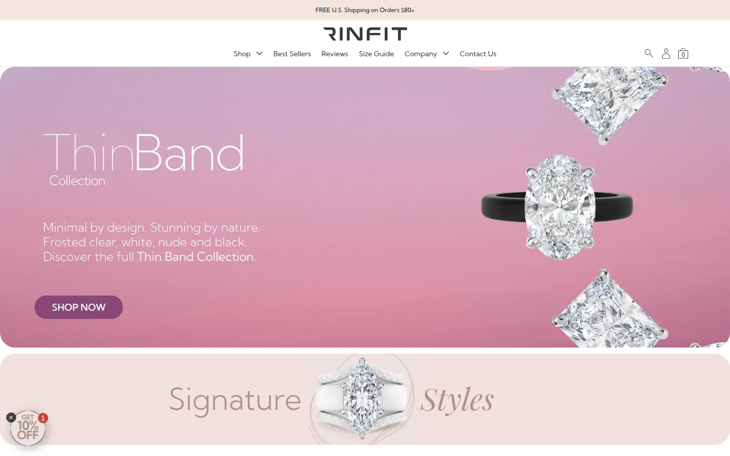 Rinfit homepage — current state, desktop