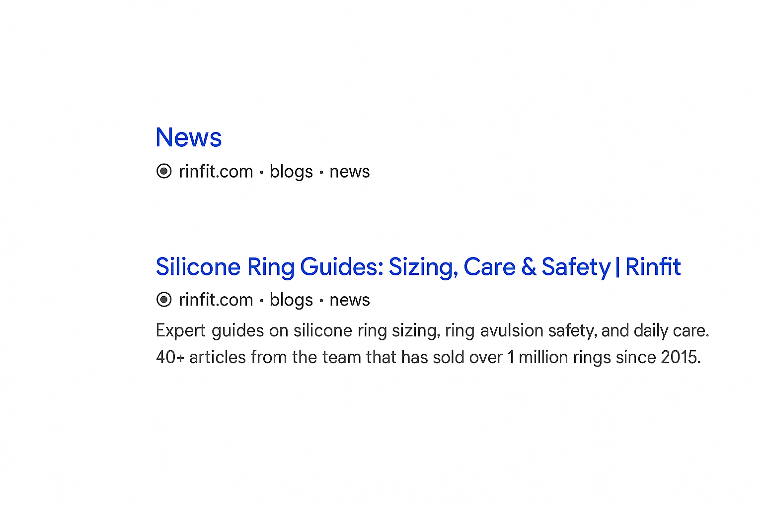 SERP preview: current bare 'News' snippet versus an optimized blog hub snippet
